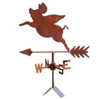 Metal Flying Pig Weathervane Garden Mounting Cottage Farm Weather Vane Barn Vane