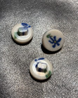 Vintage Ceramic Buttons Floral Design Set Of 3