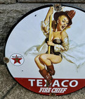 Vintage Texaco Gasoline Sign - Gas Motor Oil Pump Station Porcelain Sign