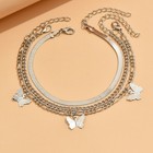 Women s Butterfly Pendant Snake Chain Fashion Three-layer Anklet Chain Alloy