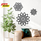 3 Pieces Metal Flowers Wall Decor  Black Wall  Flower Art Wall Decor Farmhouse