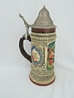German Beer Stein 1 2 Liter With Pewter Lid   Maker Marks On Bottom  38