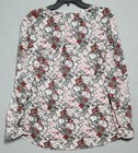 Boho V Neck Long Sleeve Blouse Thin Loose Fit Womens Size Large Floral 