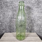 Large Green Glass Contour Bottle 19  Tall Floor Vase Decorative Soda Pop Art