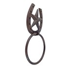 Cast Iron Old West Metal Horseshoe Star Hand Towel Ring Outhouse Bathroom Decor