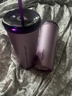 Caribou Coffee Purple 20oz Stainless Steel Tumblers W  Lid   Straw Set Of 2