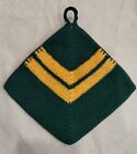 New Handmade Crochet Potholders 100  Cotton Crochet Thread Green Yellow Set Of 2