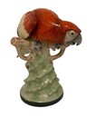 Antique Chinese Import Glazed Parrots Vintage Birds Bright Vibrant Art