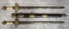 Antique 19th Cent Double Chinese Daoist Jian Sword Deities Dragon Qing