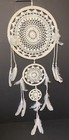 Crochet Macram   Dream Catcher Three Rings Feathers bead Accents   Xlrg 3ft 40in