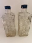 Vintage Starburst Glass Liquor Decanters     Bourbon   Gin  Set Of 2