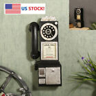 Wall-mounted Pay Phone Model Vintage Booth Telephone Figurine Rotary Antique -us