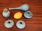 Antique Korean Celadon Crackled Glaze Water Pots  Miniature   Tear Drop Vases  