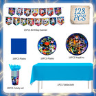Power Rangers Party Decorations Tableware 128pcs Power Rangers Tablecloth Banner