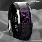 Black Dragon Purple Carbon Fiber Tungsten Ring For Men Wedding Band Atop Jewelry