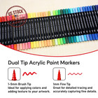 30 Color Acrylic Paint Markers Dual Tip Fine Brush Pens For Rock Wood Glass Art