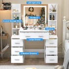 White Dressing Table With 3 Color Led Mirror 7 Drawers Vanity Makeup Desk Set Us