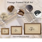 Gold Framed Canvas Wall Art Vintage Country Cottage Sketch Painting Rustic Th   
