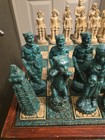 Antique Mayan aztec Vs Spanish Conquistador Chess Set Folds For Storage See Desc