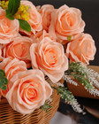 10pcs Fake Roses Artificial Silk Flowers Long Stems Bouquet For Arrangement Wedd