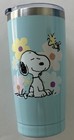 Snoopy   Woodstock Flowers Peanuts Tumbler Blue Stainless 32 Oz