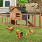 Wooden Rabbit Hutch Outdoor Chicken Coop Pet House Bunny Cage W double Side Runs