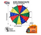 Gsi Kids Play Parachute 12 Ft Rainbow Parachute Toy Tent Game
