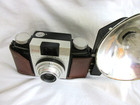Vintage 1950s Kodak Pony Iv Camera W  Kodalite Iv Flash   Bulb In Half Case