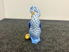 Herend Hungary Blue Fishnet 24k Goose With Golden Egg Figurine 4 In  High
