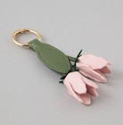 American Eagle Outfitters Floral Key Chain Pink Flowers Green Leaf Gold Ring