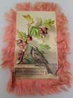 Victorian Double-sided Christmas Card W  Birds   Fringe C 1890s