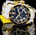 Invicta Mens Pro Diver Scuba Chronograph 18kt Gold Black Dial White Strap Watch