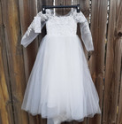 Lace Tulle Wedding Flower Girl   Long Sleeve Princess First Communion Dress 2