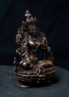 Tibetan Buddhism Goddess Green Tara Rupa Oxide Copper Statue Sculpture Free