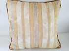 Croscill Gold Beige Square Throw Pillow Floral   Striped Corded Trim 18x18