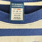 Nwt Old Navy Blue   White Striped Graphic Tee Size L  10-12  Reissue