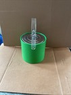 Vtg Georges Briard Green Vinyl Ice Bucket 1970s Mid Century Barware Retro Round