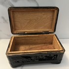 Antique Hand Carved Asian Wood Trinket jewelry storage Boxes -vintage Oriental