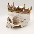Gothic Skull With Gold Jeweled Crown Figurine Macabre Royal Home Decor Halloween
