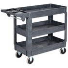 Heavy Duty Plastic Service Utility Cart With Wheels 3-tier Mobile Tool Cart Gray