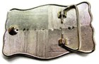 Etched Floral Silver Tone South Western Engraveable Rodeo Vintage Belt Buckle