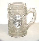 Fisherman Pewter Emblem Glass Mug beer Stein With Raised Grapevines 12 Oz 