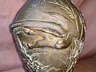 Antique Japanese-chinese Bronze Vase  High-relief  Flying Bird  Mums  8 5 