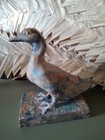 Vintage Toyo Japan Cast Iron Goose Statue Figurine Doorstop Paperweight Labeled