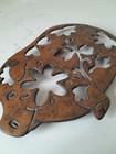Vintage Trivet Pig Copper Coated Cast Iron Wall Hanging Kitschy Farmhouse 