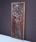 26  Antique French Solid Walnut Wood Panel Highly Carved  Woman With A Mirror