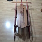 Flexible Flyer 55j Wood Steerable Sled W  Red Metal Runners  Brown red