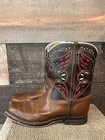 Vintage 1950s B f  Goodrich Kids Cowboy Boots 3 5 Leather Inlay Brown Country
