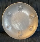 Vintage B  W  Buenilum Hand Wrought Hammered Aluminum Bowl Engraved Tulips 9   