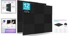 12 Pack Acoustic Foam Panels 12x12x1 Black Soundproof Wedges Studio Noise Dam   